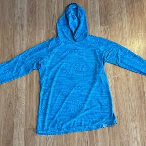 Women's NRS H2Core Silkweight Hoodie In A Blue Geometric Pattern- EUC - Size L